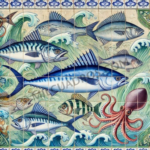 Mural cerámico de peces